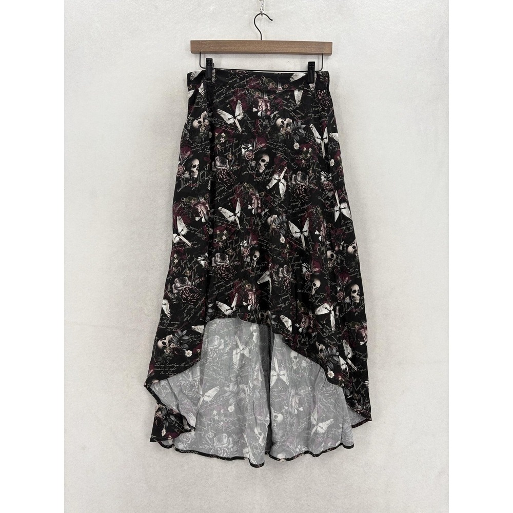 Thorn & Fable Romeo And Juliet Skirt Womens M Black Floral Hi-Low Maxi Gothic